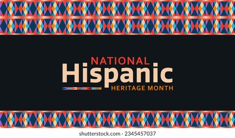 Hispanic heritage month. Abstract pattern ornament background design, colorful style with text, geometry