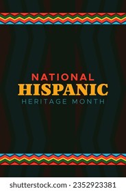 Hispanic heritage month. Abstract pattern ornament poster design, colorful style with text, geometry