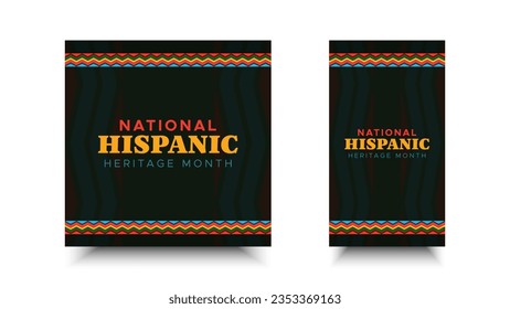 Hispanic heritage month. Abstract pattern ornament social media design, colorful style with text, geometry