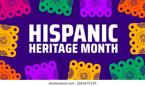 Hispanic Heritage Month background, banner, card or poster design template is observed every year during September, to raise awareness about the mission. Vector illustration.