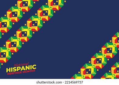 Hispanic heritage month background. Vector vertical banner, poster for social media, network. Greeting card . National Hispanic heritage moon text, geometric pattern. national hispanic