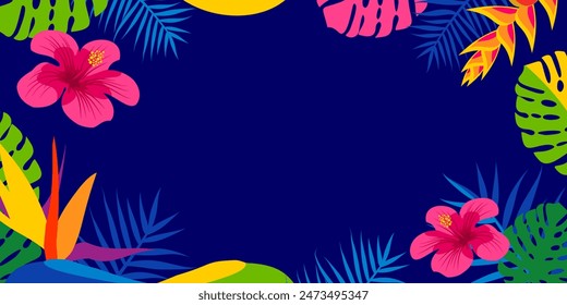 Hispanic heritage month background. Vector banner, poster for social media, networks. Greeting card with copy space. National Hispanic heritage month text, floral pattern on blue background.