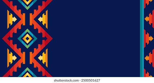 Hispanic heritage month background. Vector banner, poster for social media, networks. Greeting card with copy space. National Hispanic heritage month, ornament pattern on blue background