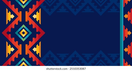 Hispanic heritage month background. Vector banner, poster for social media, networks. Greeting card with copy space. National Hispanic heritage month, ornament pattern on blue background