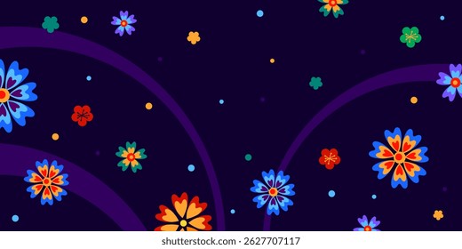 Hispanic heritage month background. Vector web banner, poster, card for social media, networks. Greeting national Hispanic heritage month, pattern on blue background.