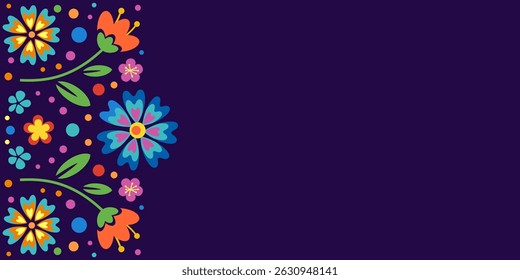 Hispanic heritage month background. Vector web banner, poster, card for social media, networks. Greeting national Hispanic heritage month, pattern on blue background.