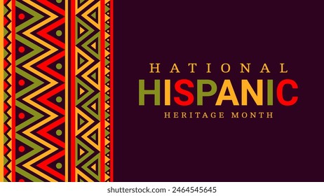 Hispanic Heritage Month Banner mit ethnischen Ornamenten für Latin-Festival, Vektorgrafik Hintergrund. Lateinamerikaner feiern die nationale Kultur, Tradition und das Kunsterbe der ethnischen Handwerkskunst