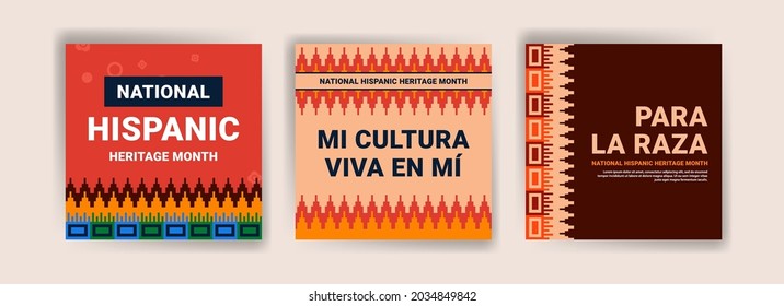 Hispanic heritage month. Banners for social media, cards, posters and postcards.