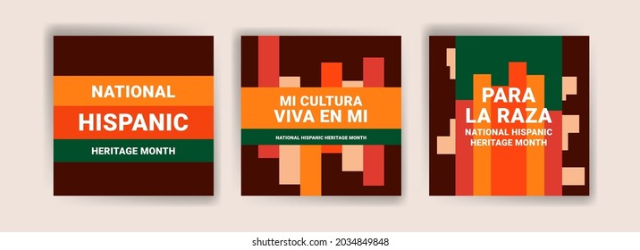 Hispanic heritage month. Banners for social media, cards, posters and postcards.