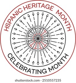 hispanic heritage month circle logo red and black pencil line art drawing premium quality blank background beautiful image