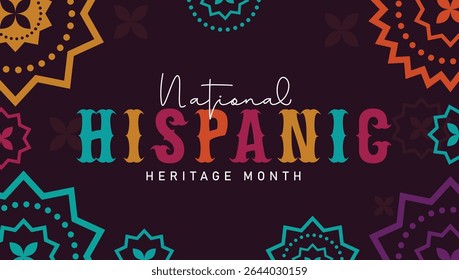 Mês da herança hispânica Saudação com texto nacional do mês da herança hispânica, Banner web vetor, cartaz, cartão