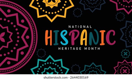 Mês da herança hispânica Saudação com texto nacional do mês da herança hispânica, Banner web vetor, cartaz, cartão
