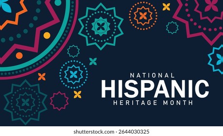 Mês da herança hispânica Saudação com texto nacional do mês da herança hispânica, Banner web vetor, cartaz, cartão