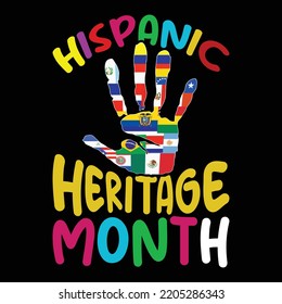 Hispanic Heritage Month Hand Flags T Shirt, Heritage Month Hand Flag Shirt, Hispanic Country's Shirt Print Template
