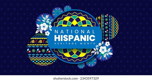 Hispanic heritage month. Hispanic and Latino culture. Latin American patterns. For banner, poster, card, social media, networks.