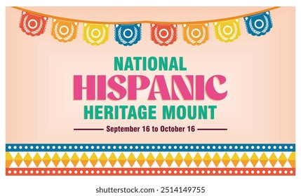 Hispanic Heritage Month. National Hispanic Heritage Month, September 15 to October 15, United States Holiday Concept Design. flat vector modern illustration