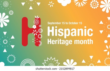 Hispanic Heritage Month. National Hispanic Heritage Month text, Papel Picado pattern, Spanish pattern.