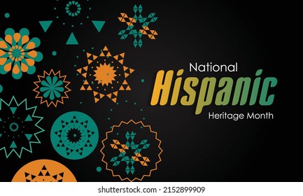 Hispanic Heritage Month. National Hispanic Heritage Month text, Papel Picado pattern, Spanish pattern.