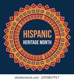 Hispanic Heritage Month. National Hispanic Heritage Month text, Spanish pattern.