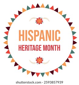 Hispanic Heritage Month. National Hispanic Heritage Month text, Spanish pattern.