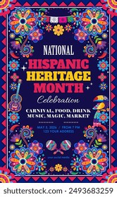 hispanic heritage month poster background. vector illustration