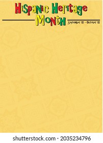 Hispanic Heritage Month Poster tile Background with Banner September 15 through October 15