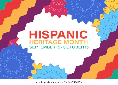 Hispanic Heritage Month September 15 - October 15. Background, poster, greeting card, banner design. Vector EPS 10