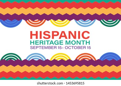 Hispanic Heritage Month September 15 - October 15. Background, poster, greeting card, banner design. Vector EPS 10