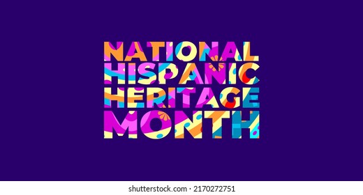 Hispanic heritage month. Vector web banner, poster, card for social media, networks. Greeting with national Hispanic heritage month text, Huichol pattern background