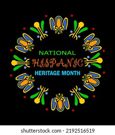 Hispanic heritage month. Vector web banner, poster, card for social media, networks. Greeting with national Hispanic heritage month text, black background