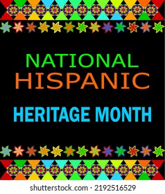 Hispanic heritage month. Vector web banner, poster, card for social media, networks. Greeting with national Hispanic heritage month text, black background
