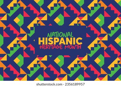 Hispanic heritage month. Vector web banner, poster, card for social media and networks. Greeting with national Hispanic heritage month text, Papel Picado pattern, perforated paper on black background