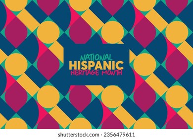 Hispanic heritage month. Vector web banner, poster, card for social media and networks. Greeting with national Hispanic heritage month text, Papel Picado pattern, perforated paper on black background