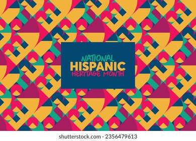 Hispanic heritage month. Vector web banner, poster, card for social media and networks. Greeting with national Hispanic heritage month text, Papel Picado pattern, perforated paper on black background