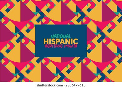 Hispanic heritage month. Vector web banner, poster, card for social media and networks. Greeting with national Hispanic heritage month text, Papel Picado pattern, perforated paper on black background