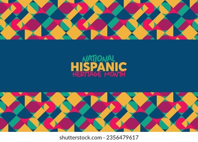 Hispanic heritage month. Vector web banner, poster, card for social media and networks. Greeting with national Hispanic heritage month text, Papel Picado pattern, perforated paper on black background