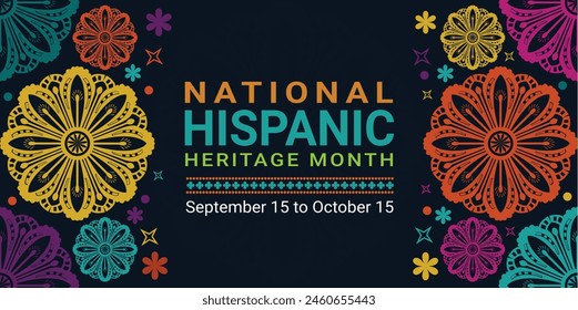 Hispanic heritage month. Vector web banner, poster, card for social media post