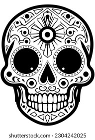 Hispanic heritage sugar skull marigold Festive dia de los muertos vector icon