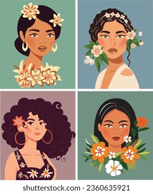 Hispanic, Latin Women with Flowers