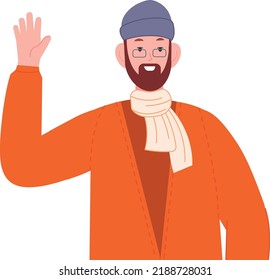 Hispanischer Mann grüßt. Guy-wave Handgeste einzeln auf weißem Hintergrund