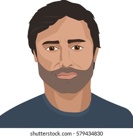 Hispanic Man Portrait. Vector Illustration.