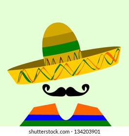 Hispanic Man With Sombrero And Large Mustache