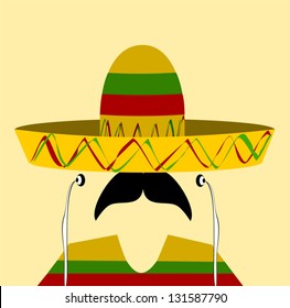 hispanic man wearing earphones and sombrero