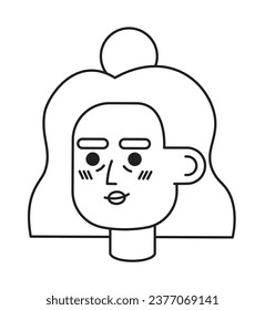 Hispanic senior citizen black and white 2D vector avatar illustration. Elderly latina woman outline cartoon character face isolated. Latinamerican middle-aged flat user profile image, portrait female