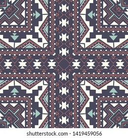 Hispanic shawl. Unique ornamental pattern in ethnic style with flower mandala and unusual frame. Diagonal composition
