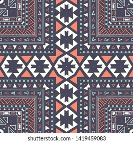Hispanic shawl. Unique ornamental pattern in ethnic style with flower mandala and unusual frame. Diagonal composition