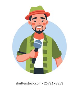 Hispanic singer illustration in flat style 