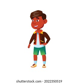 Der hispanische kleine Junge sah komische Situation Cartoon Vektor. Der hispanische kleine Junge sah komische Situationsfigur. einzelne Cartographie