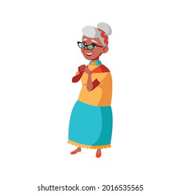 hispanic woman senior with positive emotion looking at newborn grandchild cartoon vector
