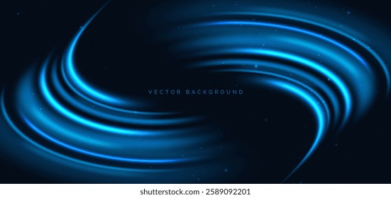 Hi-speed light blue curved laser beams on black ground with sparkle.  Speed motion moving concept. Vector illustration